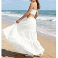 thumbnail image 7 of Women's Boho Flowy White Maxi Skirt Ruffle Elastic Waist Long Skirts, Casual High Waist Tiered Skirt for Women, 7 of 7