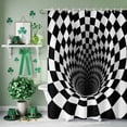 thumbnail image 3 of Shower Curtain, Abstract Black White Checkered Waterproof Shower Curtain Set with Hooks for Bathroom Showers,Stalls and Bathtubs,60x72In Vortex Style Buffalo Plaid, 3 of 9