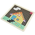 thumbnail image 3 of Juguete de tablero de píxeles, mosaico de madera DIY para niños, tablero de píxeles para niños, bloques de patrones de rompecabezas de madera, resistentes y resistentes, 3 of 9