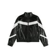 thumbnail image 6 of inhzoy Kids Girls Metallic lightweight Zip-Up Bomber Jacket,Sizes 6-16 Black-A 14, 6 of 7