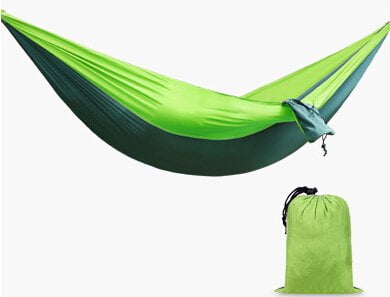 Two-Person Portable Foldable Lightweight Parachute Nylon Fabric Travel Camping Picnic Travel Hammock Lime & Green by