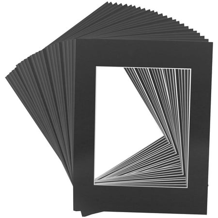 Mat Board Center Premier Acid-Free Pre-Cut 8x10 Black Picture Mat Set. Includes a Pack of 25 White Core Bevel Cut Mattes for 5x7 Photos, Pack of 25 Backers & Clear (Best Way To Cut Hardie Backer Board)