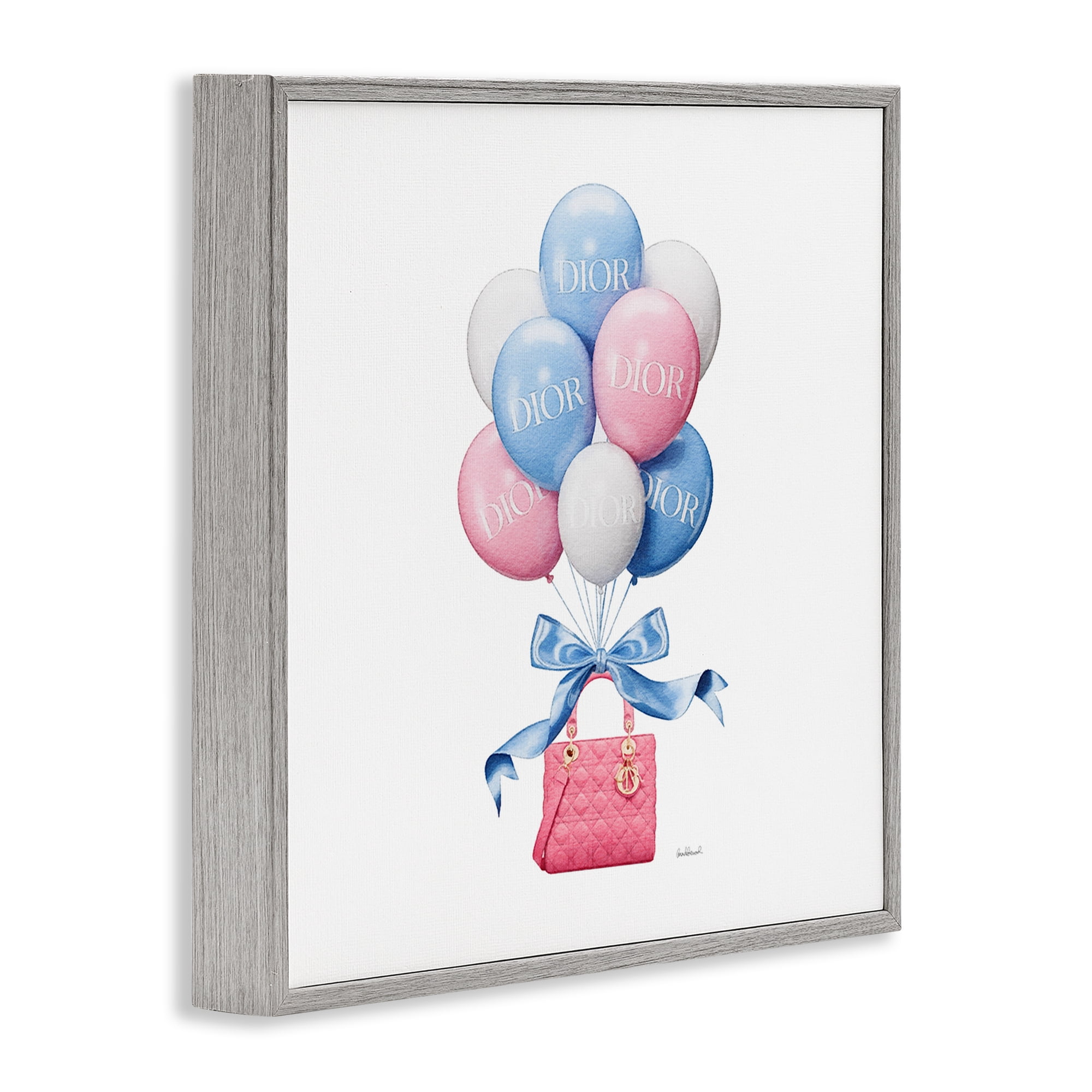 Stupell Industries Pink & Blue Handbag Balloons Gray Framed Giclee Art, design by Amanda Greenwood