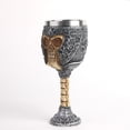 thumbnail image 3 of Bewildely Calavera de resina 3D con revestimiento de acero inoxidable, cáliz Medieval, esqueleto de Metal Retro, copa de vino gótica, decoración para el Mostrada Bewildely HA011490-00B, 3 of 6