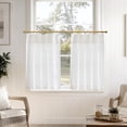 thumbnail image 2 of Linen Pinch Pleated Kitchen Curtains 36 Inch 2 Panels, Natural Linen Tier Curtains Back Tab Beige Farmhouse Cafe, Light Filtering Small Window Drapes for Bathroom Laundry Room Off White, 2 of 4