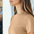 thumbnail image 5 of Dalix Lil Smile Face Embroidered Lightweight Relaxed Jersey Tee Summer Cute Short Sleeve T Shirt Womens in Sand XS X-Small, 5 of 5