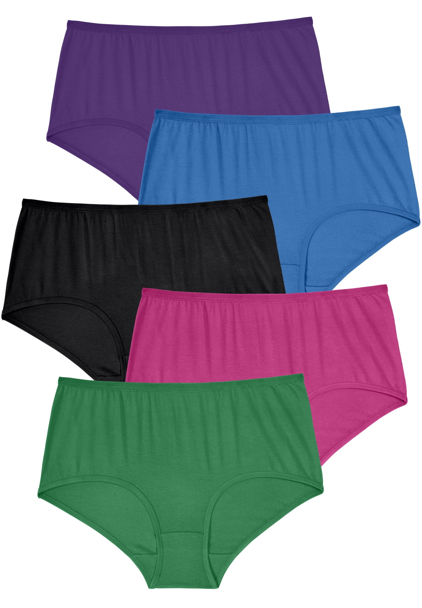 Comfort Choice Women's Plus Size 5Pack Stretch Cotton FullCut Brief