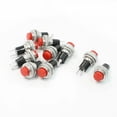 thumbnail image 1 of 10 Pcs Interruptor de botón momentáneo redondo rojo SPST 3A 125V 1.5A 250VAC, 1 of 1