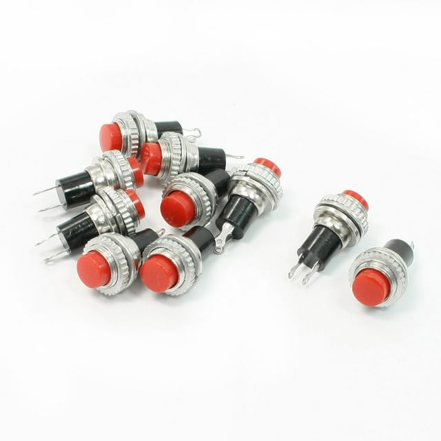 10 Pcs Interruptor de botón momentáneo redondo rojo SPST 3A 125V 1.5A 250VAC