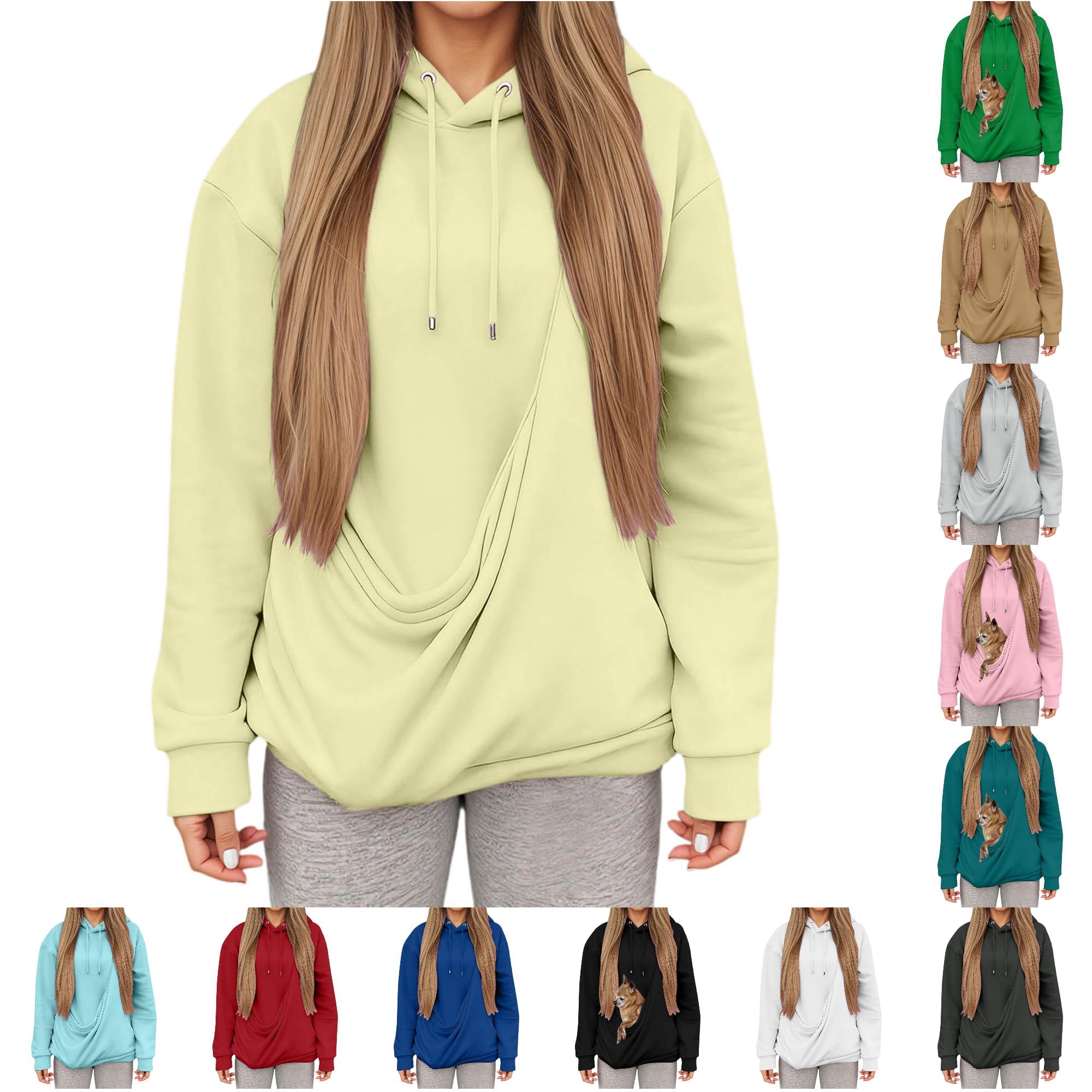 uvwlwu Womens Oversized Hoodie Long Sleeve Kangaroo Pocket Soft Winter Pet Lover Daily Casual Street Pullover Sweatshirt XL
