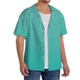 thumbnail image 2 of Wukai Turquoise Glitter Men's Casual Short-Sleeve Button Down Shirt,Cuban Shirts for Men,Mens Short Sleeve Dress Shirts-3X-Large, 2 of 5