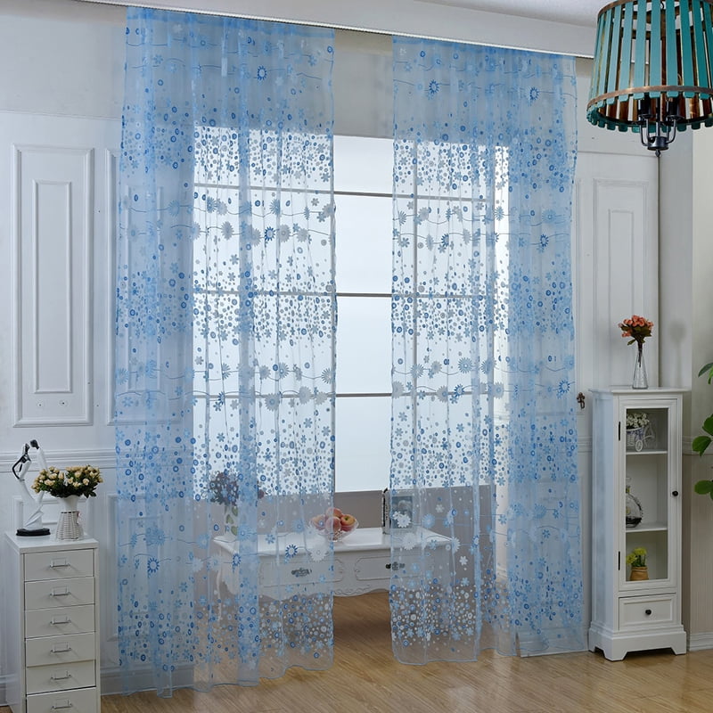 Chic Style Window Curtain Flower Print Sheer Pattern Voile Tulle Valances 7E