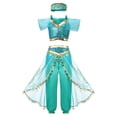 thumbnail image 4 of Disney Jasmine-Vestido de princesa aladdín, lámpara mágica, disfraz de fiesta de cumpleaños para niñas, Top + pantalón + diadema, ropa de carnaval, 4 of 4