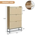 thumbnail image 3 of YOCWO Shoe Storage Cabinet with Flip Drawers for Entryway, Shoe Rack Organizer with Open Shelf, Natural, 3 of 11