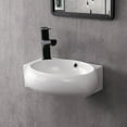 thumbnail image 2 of ABX 16.5" Corner Wall Mounted Ceramic Bathroom Sink Countertop White Smooth Oval & Pop up Drainer, 2 of 11
