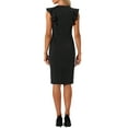 thumbnail image 3 of INSPIRE CHIC Women's Ruffles V Neck Split Sleeveless Work Sheath Dress, 3 of 5