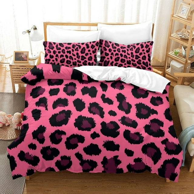 Ensemble de Housse de Couette à Imprimé Léopard Coloré, Ensemble de Literie Moderne pour Ados et Adultes, Déco de Chambre, Simple (68"x86 Pouces)