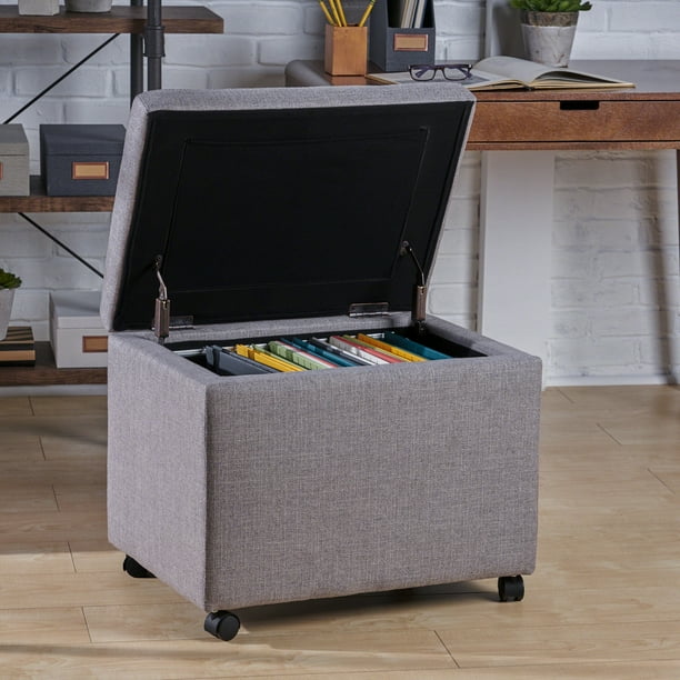 Noble House Safiya Traditional Home Office Fabric File Storage Ottoman