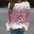 thumbnail image 1 of Chandails à Capuchon pour Femmes T-shirt Ample Imprimé d'Hiver pour Femmes Blouse à Manches Longues Col Rond Hauts Décontractés Chandails Grande Taille pour Femmes en Liquidation, 1 of 4