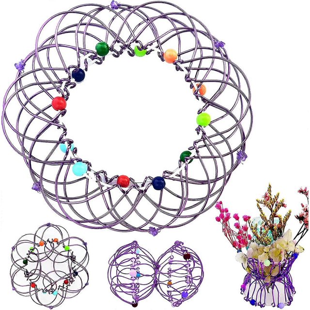 Cesta de Mandala Mágica, Juguete Antiestrés, Herramienta de Descompresión para Adultos, Alivio de la Ansiedad y el Estrés, Juguete Creativo Flexible con Aro Mágico para Niños (Morado)