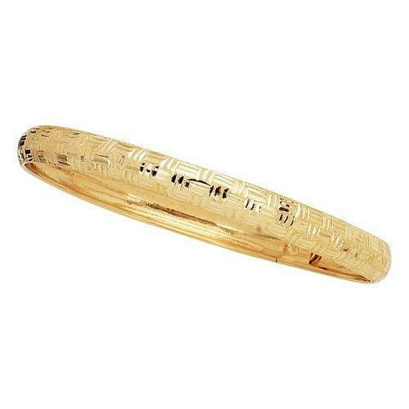 JewelStop 10K Yellow Gold 6mm Polish High Domed with Greek Imprint Bangle - 7 Inches, 4.4gr.