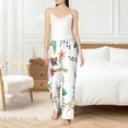 thumbnail image 4 of Salouo Pretty Floral With Leaves Print Women's Pajama Pants Casual Loose Sweatpants PJs Flowy Pants Drawstring Palazzo for Women Wide Leg Pants Lounge Pajama -Medium, 4 of 8