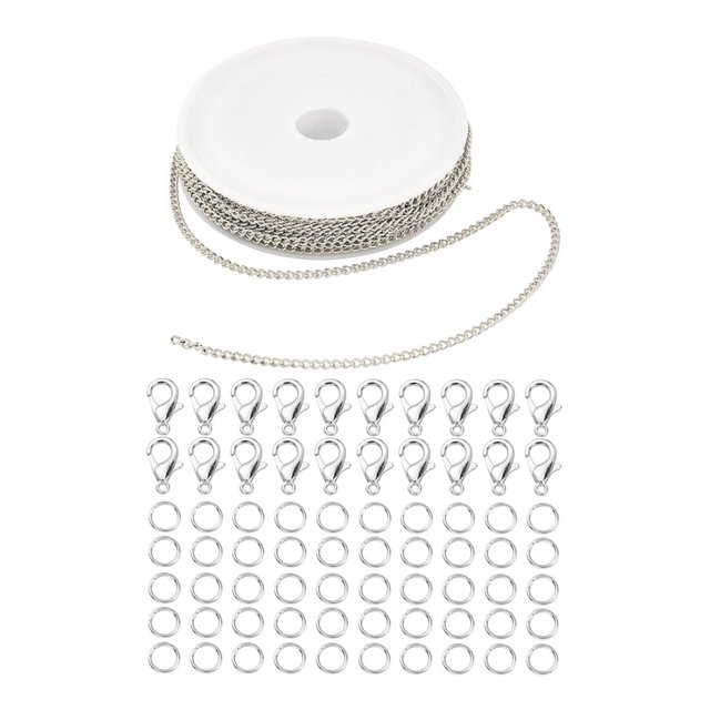 Cadena de eslabones de metal de 6 mm, anillos de salto, kit de herramientas para hacer joyas, pulsera de aleación de hierro para Plata 6mm