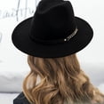 thumbnail image 3 of Women Wide Brim Felt Fedora Hat black, 3 of 9