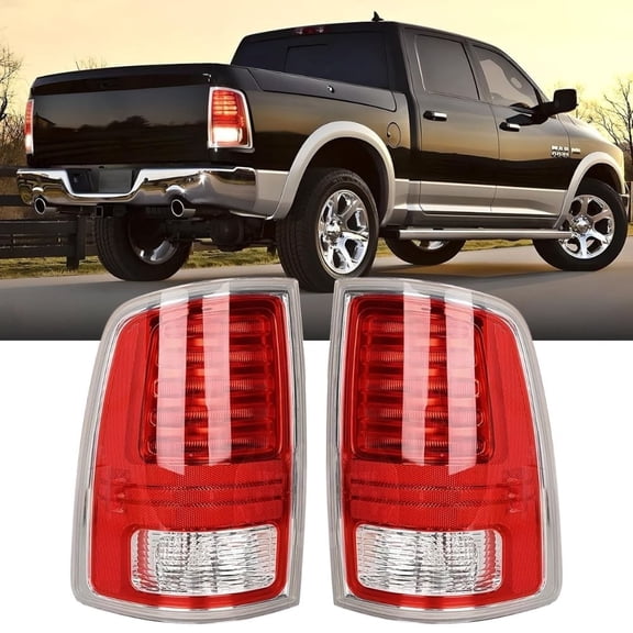Nilight Taillight Assembly Compatible with 2013-2018 Dodge Ram 1500 2014-2018 Ram 2500 3500 LED Style Driver Side and Passenger Side Rear Tail Light with Bulbs