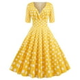 thumbnail image 1 of XDZJLR Robes pour Femmes Décontractées à Revers à Manches Courtes Robe de Soirée des Années 1950 pour Fête et Bal, 1 of 2