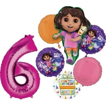 Anagram Dora's 6th Birthday Party Supplies Foil Balloon Bouquet Decorations