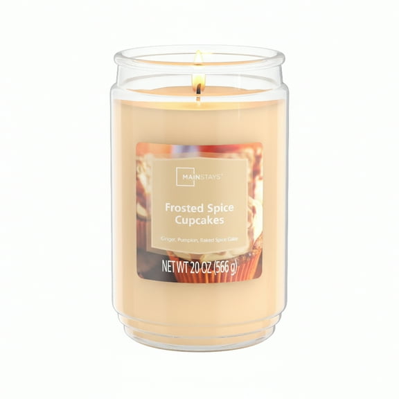 Mainstays Single-Wick Scented Glass Jar Candle, Frosted Spice Cupcakes, 20oz.
