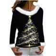 thumbnail image 3 of qucoqpe Women's Christmas Print Crewneck Sweatshirt, Funny Long Sleeve Knit Pullover Top, 3 of 8