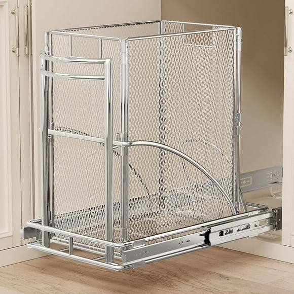 ANASTA Cabinet Trash Can Pull Out Kit, Heavy Duty Under Sink Garbage Can Pull Out Track + 7 Gal Bin, Under Cabinet Slide Out Organizer, Trash Can Drawer Slide for Counter, Botes de Basura para Cocina