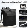 thumbnail image 3 of SYCNB Rolltop Backpack for Men & Women, Waterproof Travel Backpack with computer compartment, 24L/27L Expandable Capacity Daypack for Work College Trip, Black, 3 of 6