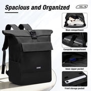 SYCNB Rolltop Backpack for Men & Women, Waterproof Travel Backpack with computer compartment, 24L/27L Expandable Capacity Daypack for Work College Trip, Black