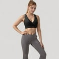 thumbnail image 3 of Women's Crossover V-Neck Sports Bra with Wide Straps and Stretch Support Band - Large, Black, 3 of 7