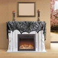 thumbnail image 1 of Fiudx Tela de Encaje de Halloween, Elegante Diseño Negro, Decoración Espeluznante para Chimenea y Mesa, Accesorio Versátil para Fiestas, Ambiente Hogareño y Festivo, Tamaño 96 X 17.68 Pulgadas, 1 of 6