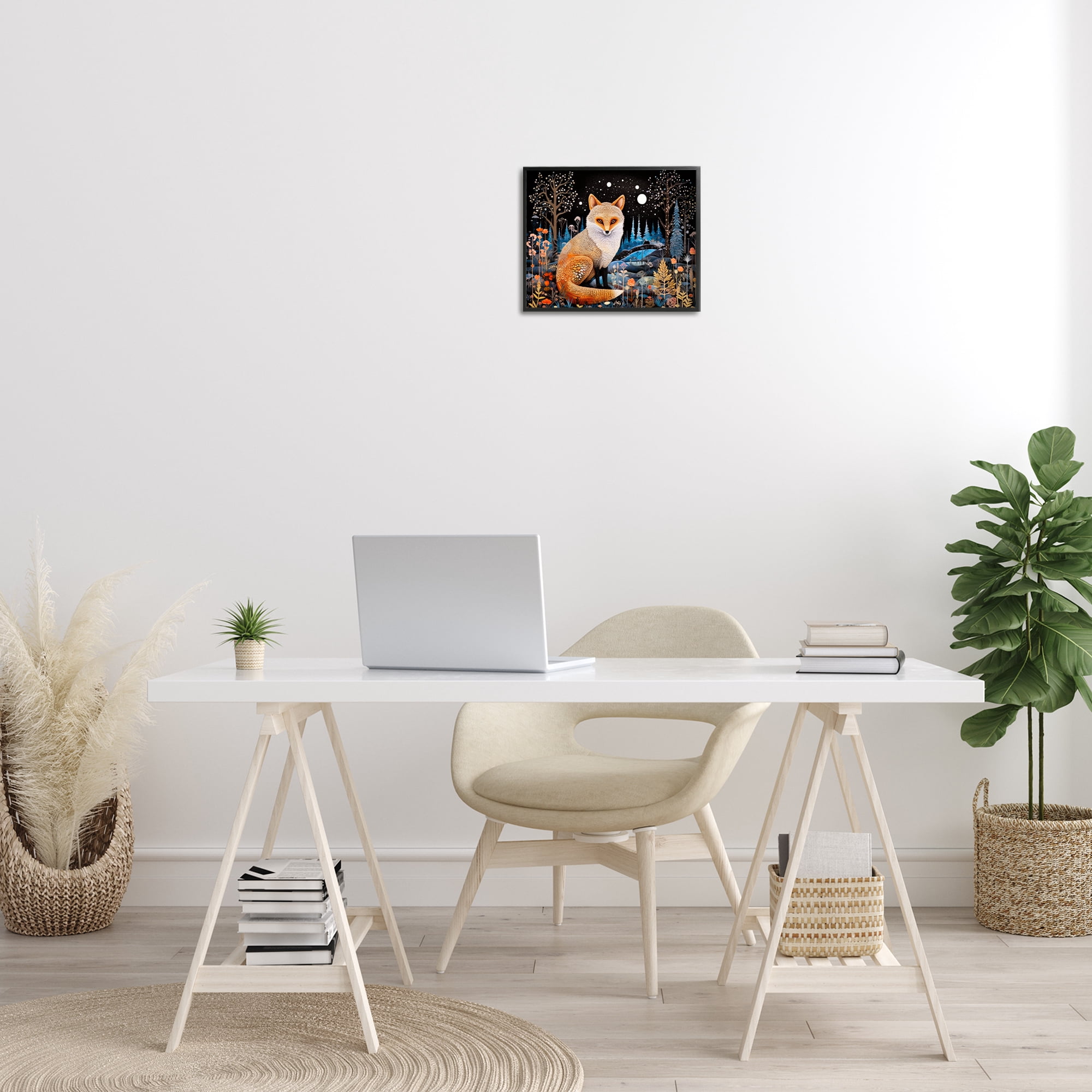 Stupell Industries Forest Fox in Nature Animals & Insects Painting Black Framed Art Print Wall Art, 14 x 11