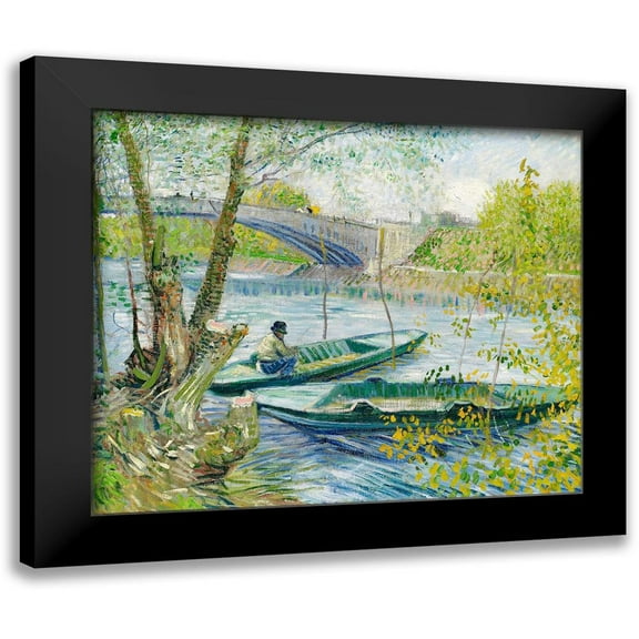 Van Gogh, Vincent 13x12 Black Modern Framed Museum Art Print Titled - Fishing in Spring, the Pont de Clichy (Asnieres) (1887)