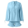 thumbnail image 4 of WAYUTE Shorts Sets Women 2 Piece Outfits Oversized Solid Color Summer Shorts and Shirt Top V Neck Cozy Shirt Vacation Trendy Casual Wear, 4 of 5