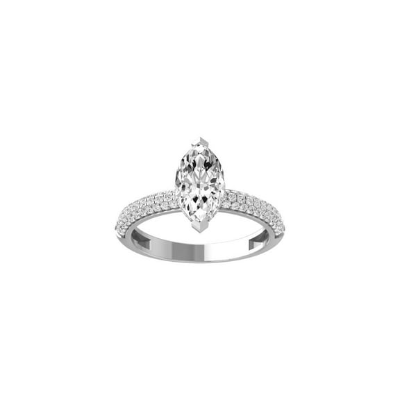 Araiya Fine Jewelry 10K White Gold Marquise and Round-shape Lab Grown Diamond solitaire Engagement Ring (2 Cttw, D-F Color, VS1 Clarity) Size 6