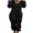 Black, variant on Gureui Women Fleece One Piece Zipper Hooded Jumpsuit Loose Long Sleeve Thick Plush Sleepwear Romper Pajamas Playsuit with Bear Ear Hat