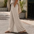 thumbnail image 2 of ZHYou No Boundarie Womens Wide Leg Pants Drawstring High Waist Lightweight Flowy Floor Length Casual Lounge Trousers with Side Pockets,Khaki,Size XL, 2 of 7