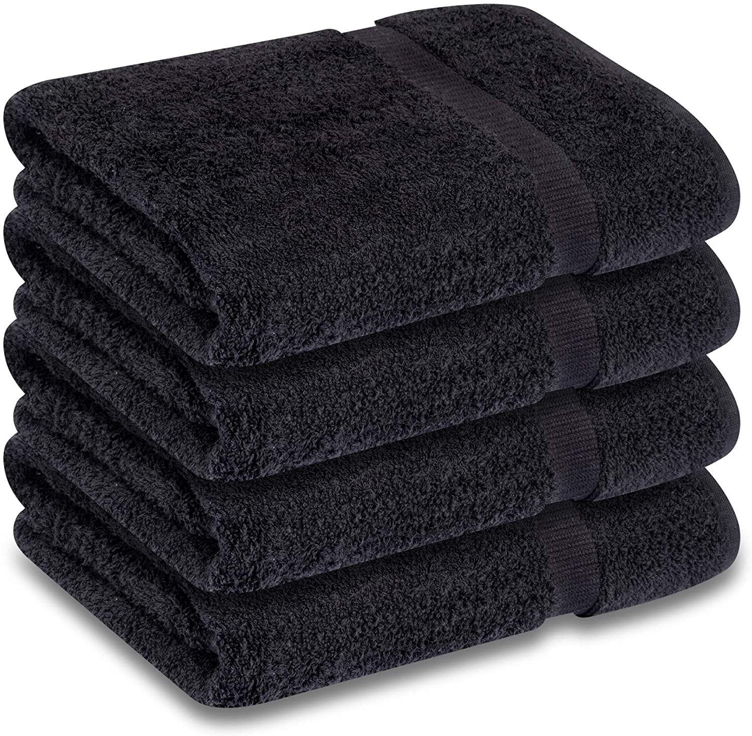 Gold Textiles Premium Bath Towel 4 Pack Black 27x54 Ring Spun Cotton