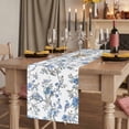 thumbnail image 2 of Blue Floral Birds Table Runner 120 Inches Long, Farmhouse Flowers Pastoral Cotton Linen Table Runners Dresser Scarves, Decorative Fabric Tabletop Scarf Furniture Cover for Home Dinner Party 13"x120", 2 of 9