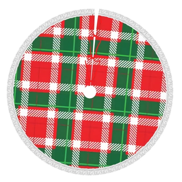 Faldas para árbol de Navidad a cuadros de 48 pulgadas, tapete para árbol de Navidad para fiestas de invierno, falda para árbol de Navidad para decoraciones navideñas rústicas