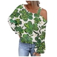 thumbnail image 2 of Chandail en Molleton pour Femmes Mode Chandail en Molleton Imprimé pour la Saint-Patrick Chemise à Épaules Dénudées Graphique Manches Longues Chandail Tops, 2 of 5