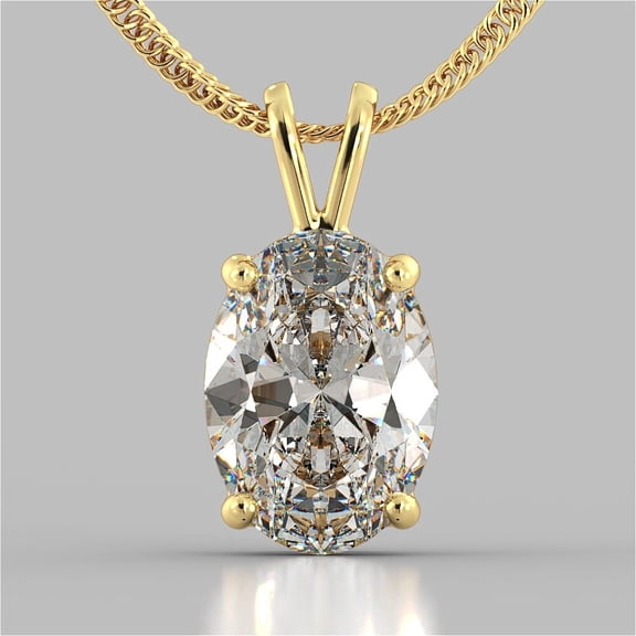 4.00 Ct Oval Cut Lab Created Diamond Solitaire Pendant 14K Yellow Gold Plated