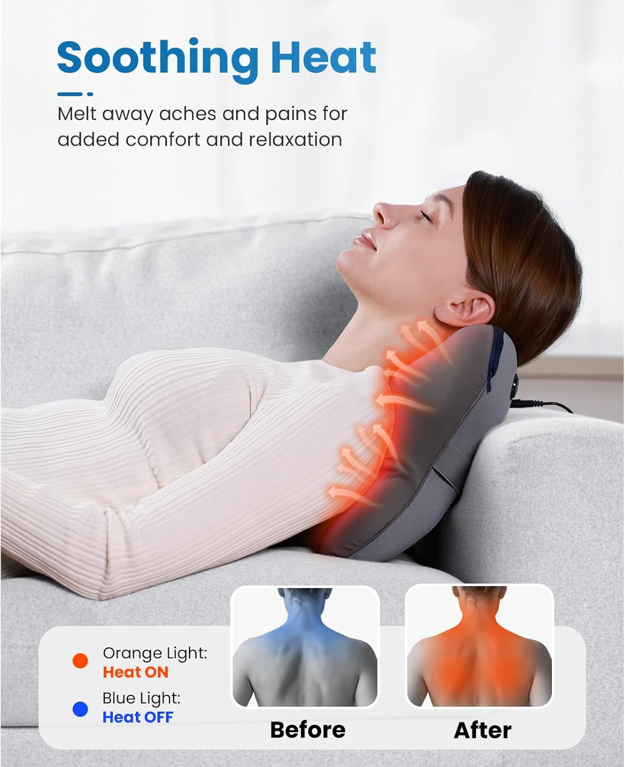 BOB AND BRAD EZBack Plus Neck Massager with Heat and Remote, Back Massager with 3 Level for Pain Relief Deep Tissue, Shiatsu Kneading Massage Pillow for Shoulders, Neck, Ideal Gifts